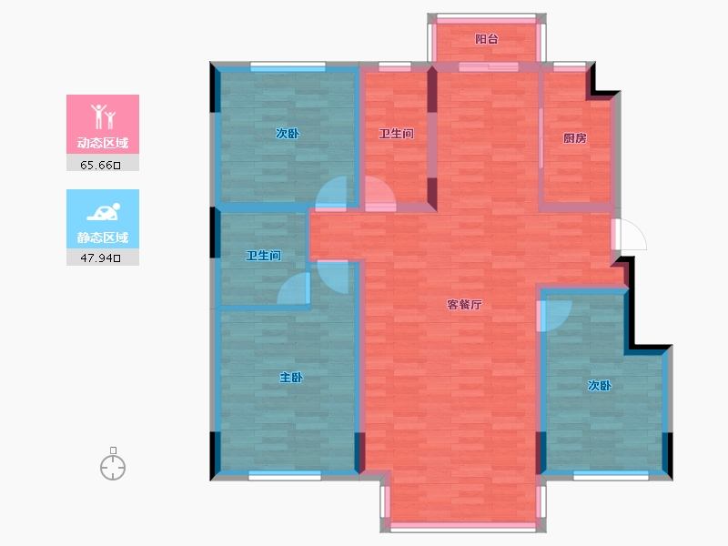 吉林省-长春市-中天北湾新城-101.64-户型库-动静分区