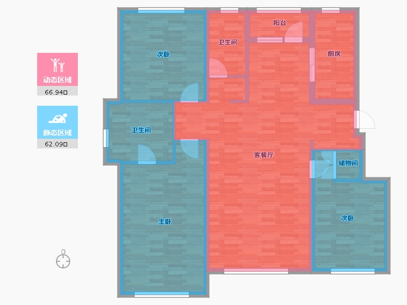 辽宁省-阜新市-翡翠公园-116.49-户型库-动静分区