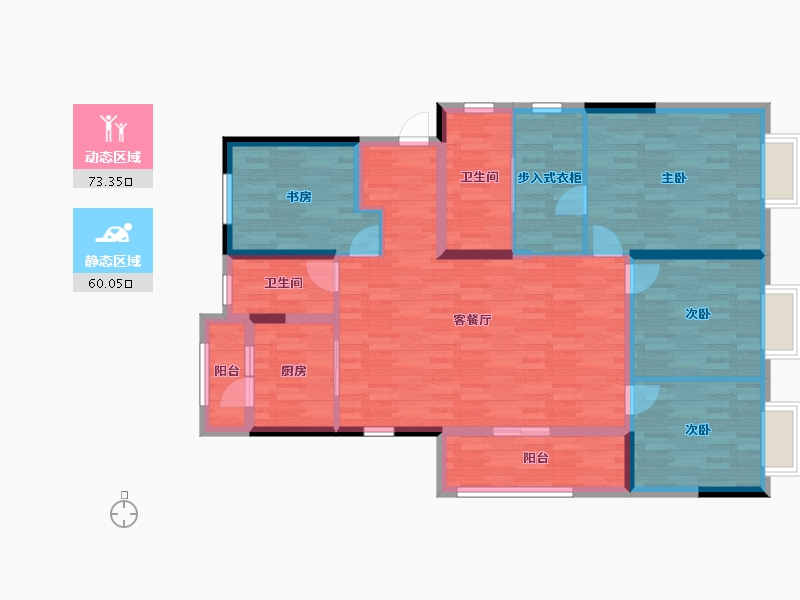 湖南省-长沙市-弘阳昕悦府-119.72-户型库-动静分区