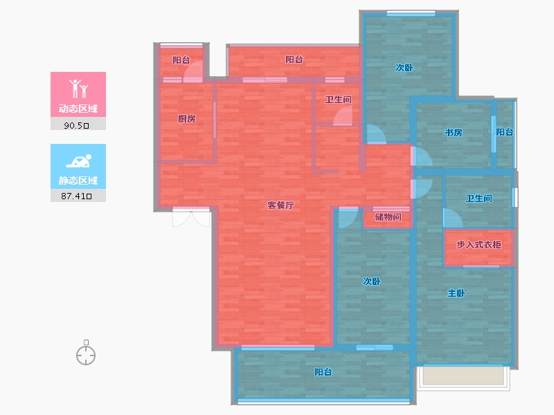 安徽省-芜湖市-凤鸣湖公寓-161.00-户型库-动静分区