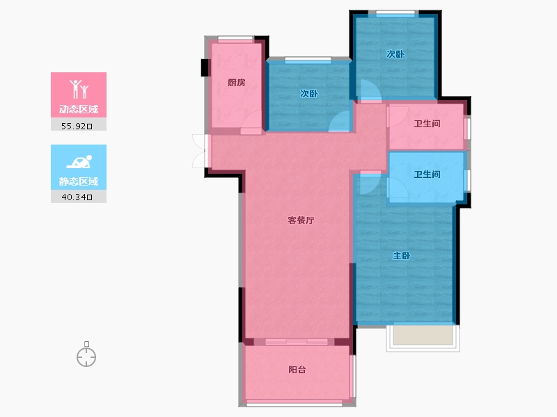 浙江省-绍兴市-建屋海德景园-86.06-户型库-动静分区