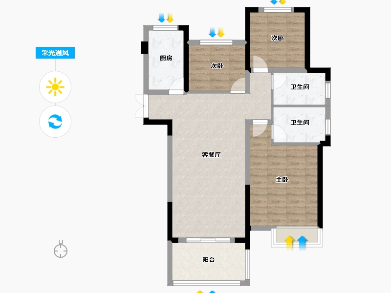 浙江省-绍兴市-建屋海德景园-86.06-户型库-采光通风