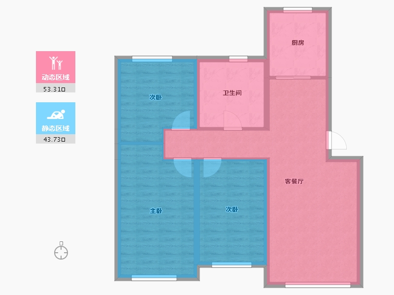 辽宁省-葫芦岛市-世纪华府-87.20-户型库-动静分区