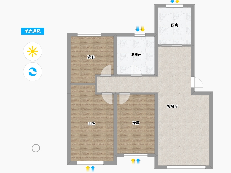 辽宁省-葫芦岛市-世纪华府-87.20-户型库-采光通风