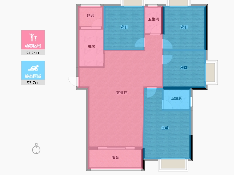 广西壮族自治区-百色市-亿嘉现代城-111.12-户型库-动静分区