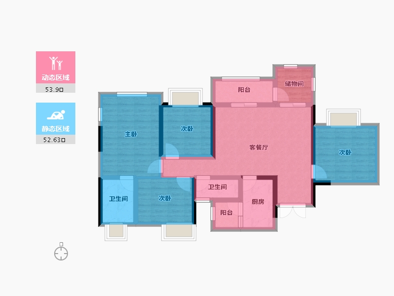 四川省-南充市-雍锦半岛-93.82-户型库-动静分区