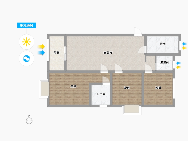 安徽省-滁州市-景臣一品-86.44-户型库-采光通风