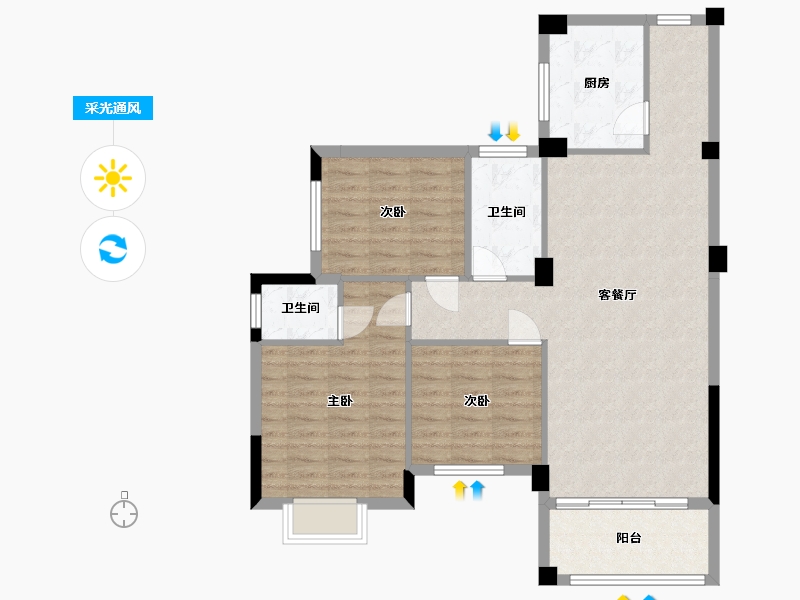 湖北省-咸宁市-荣华园-93.02-户型库-采光通风