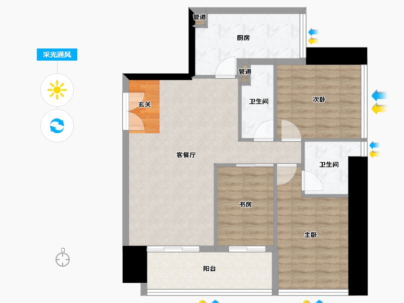 广东省-深圳市-大悦城天玺壹号-80.54-户型库-采光通风