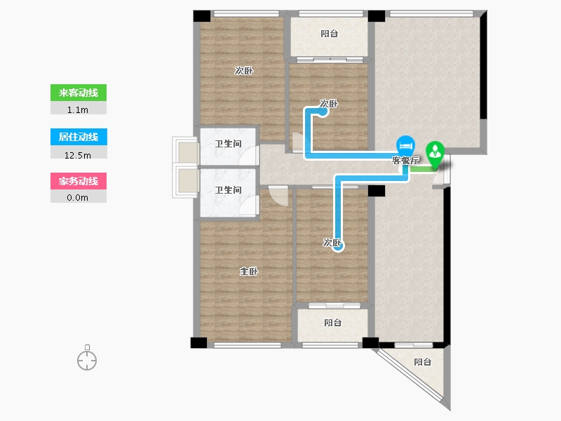 湖南省-长沙市-金凤滩-129.56-户型库-动静线