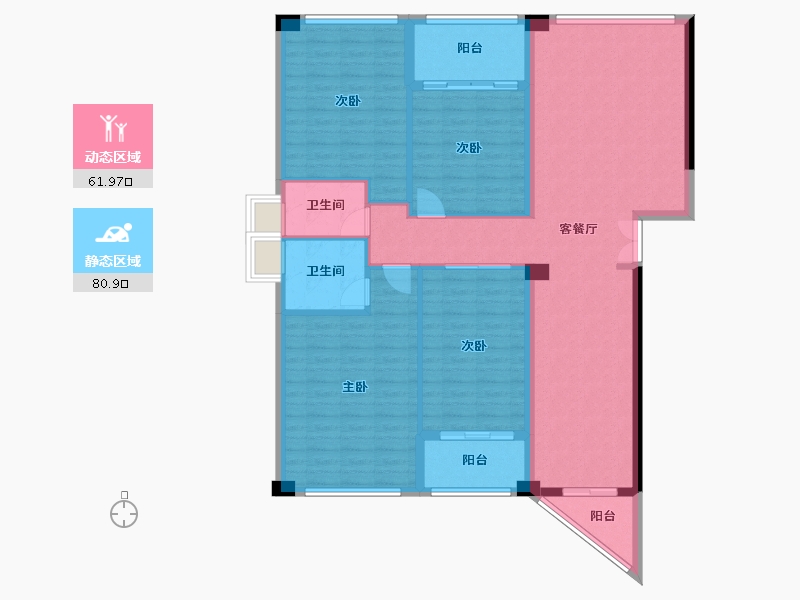 湖南省-长沙市-金凤滩-129.56-户型库-动静分区