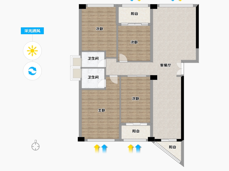 湖南省-长沙市-金凤滩-129.56-户型库-采光通风