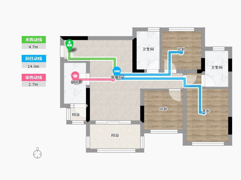 四川省-南充市-阳光凤栖澜湾-65.61-户型库-动静线