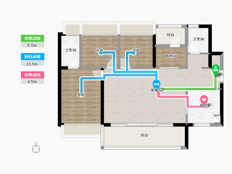 广东省-广州市-碧桂园凤凰城云顶-89.96-户型库-动静线