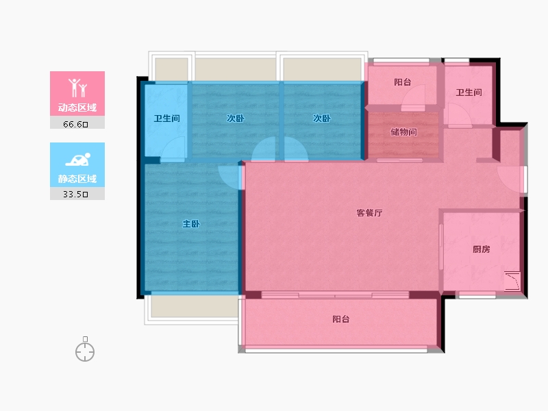 广东省-广州市-碧桂园凤凰城云顶-89.96-户型库-动静分区