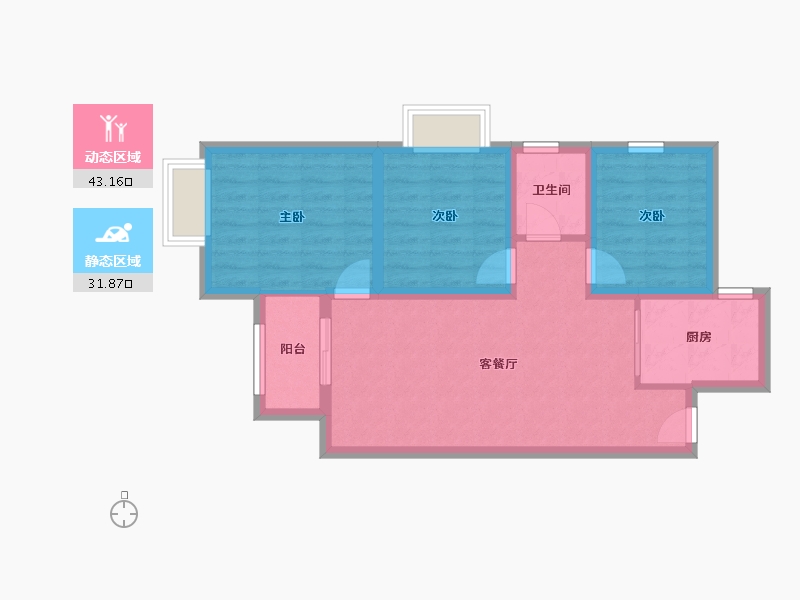 湖南省-长沙市-春和景园-66.61-户型库-动静分区