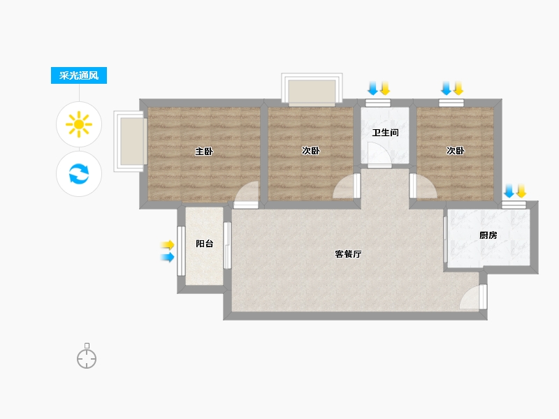 湖南省-长沙市-春和景园-66.61-户型库-采光通风