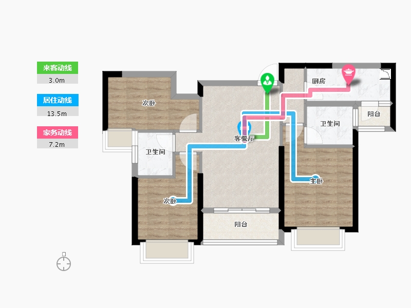 广东省-广州市-佛山恒大西江天悦-72.99-户型库-动静线