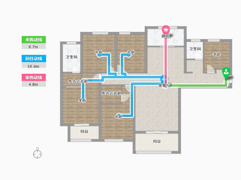 湖北省-仙桃市-香格里拉-137.61-户型库-动静线