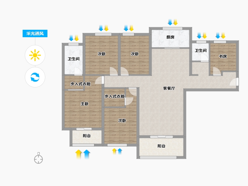 湖北省-仙桃市-香格里拉-137.61-户型库-采光通风