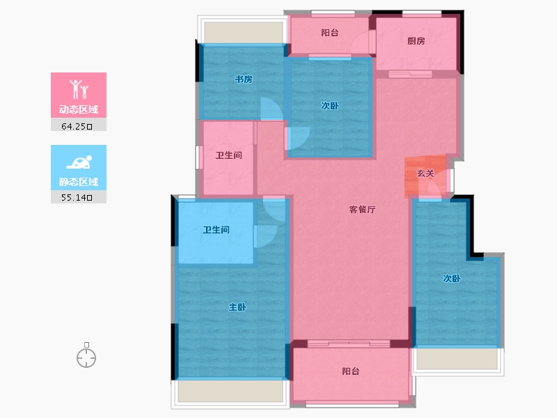 四川省-成都市-富元君庭-106.31-户型库-动静分区