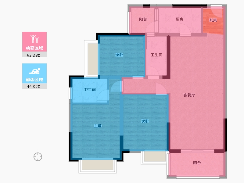 四川省-成都市-河畔府邸-94.66-户型库-动静分区