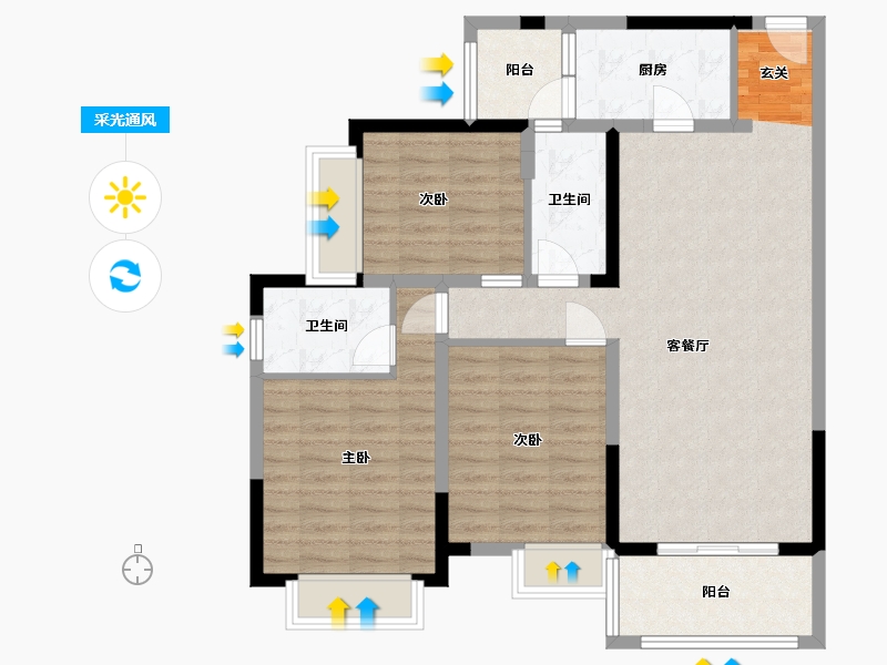 四川省-成都市-河畔府邸-94.66-户型库-采光通风