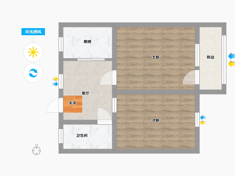 江苏省-苏州市-彩香一村三区-48.60-户型库-采光通风