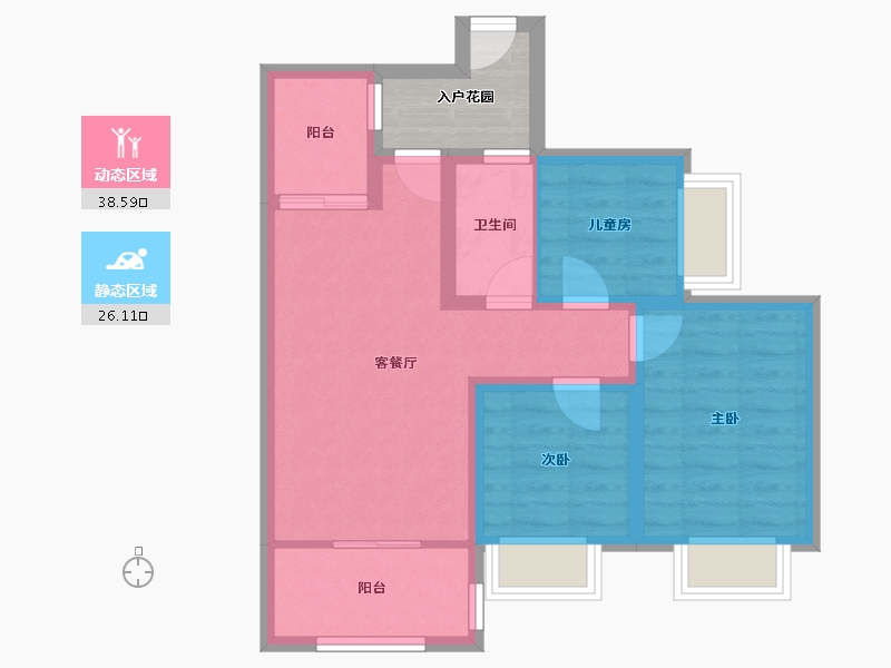 广东省-广州市-南沙保利城-60.85-户型库-动静分区