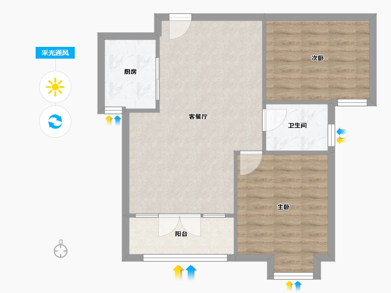 湖北省-武汉市-东庭郡园-62.60-户型库-采光通风