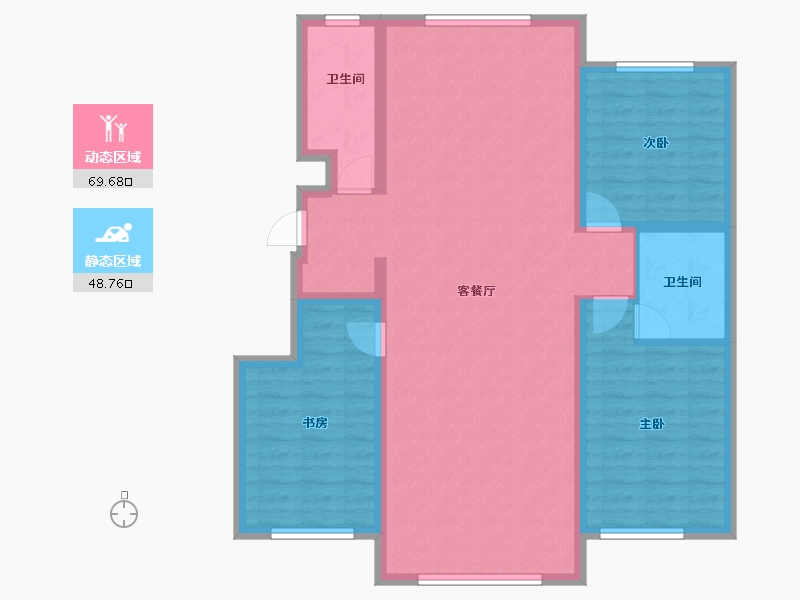 内蒙古自治区-呼伦贝尔市-学府雅轩-107.10-户型库-动静分区