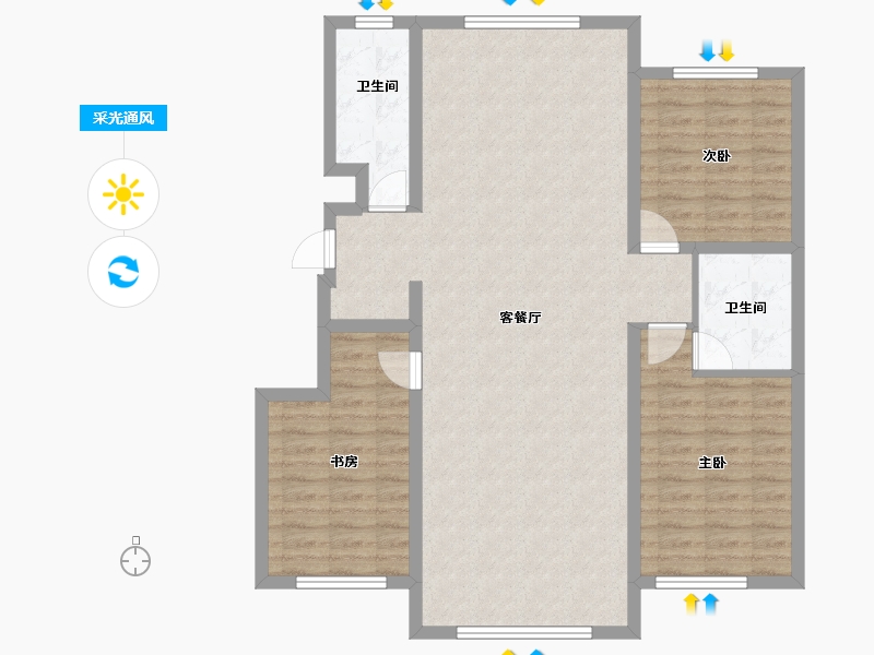 内蒙古自治区-呼伦贝尔市-学府雅轩-107.10-户型库-采光通风