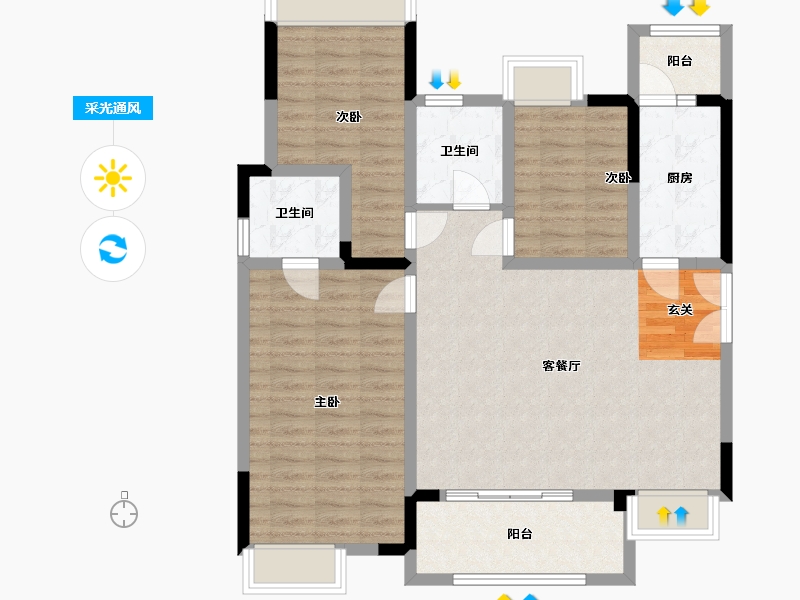 四川省-成都市-合力达卓越南城-96.52-户型库-采光通风