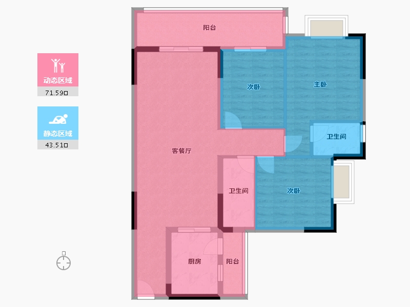 广东省-湛江市-青桂园1-2栋02户型-103.49-户型库-动静分区