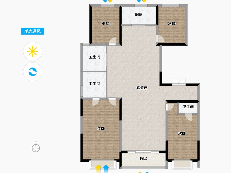 山西省-太原市-万科翡翠晋阳湖-180.08-户型库-采光通风