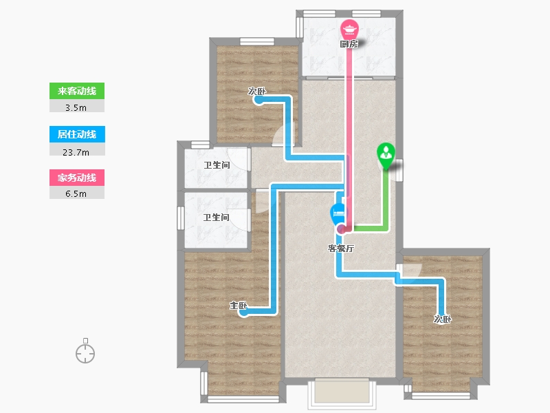 北京-北京市-芳源里小区 四期-93.17-户型库-动静线