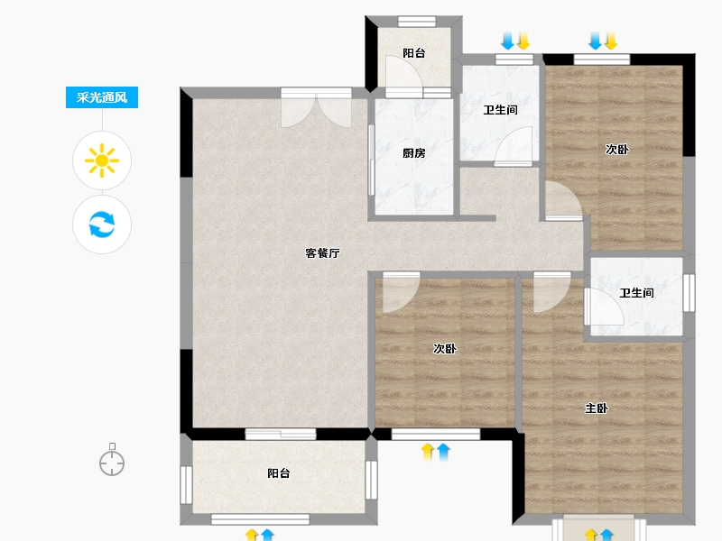 湖南省-岳阳市-江南世家-86.97-户型库-采光通风