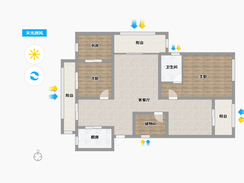 安徽省-马鞍山市-东方城三期-116.37-户型库-采光通风