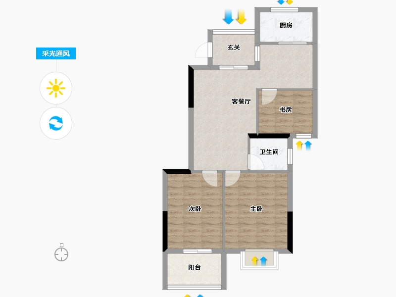 福建省-福州市-闽侯上街教师公寓-70.49-户型库-采光通风