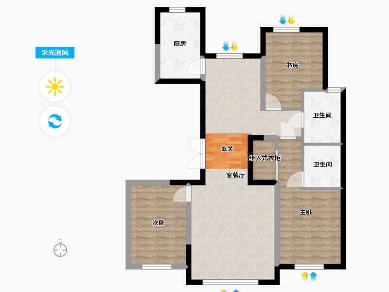 黑龙江省-哈尔滨市-融创・达仁印象宸院-91.92-户型库-采光通风