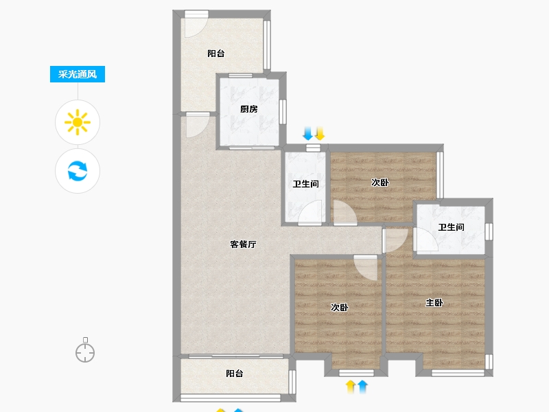 广东省-广州市-中海金沙馨园-81.76-户型库-采光通风