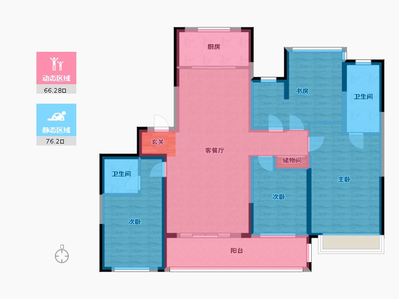 浙江省-宁波市-新希望堇麟上府-128.00-户型库-动静分区