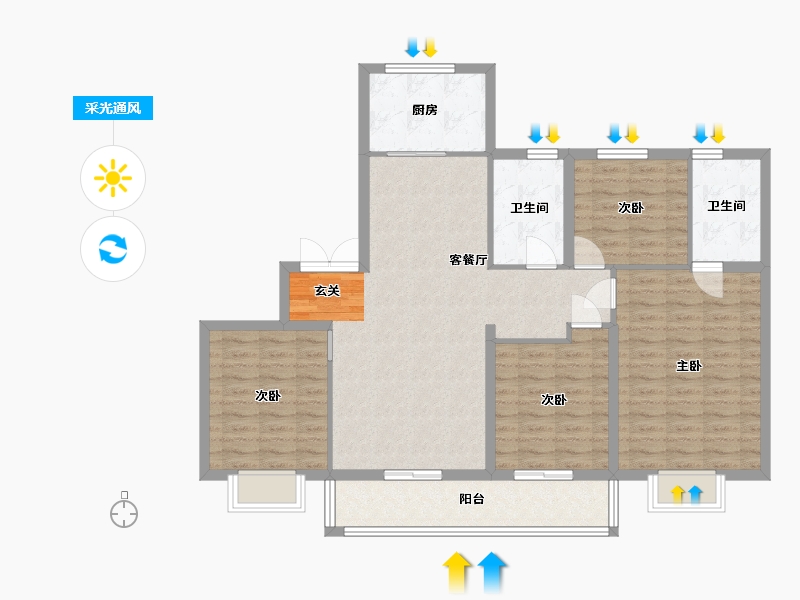 浙江省-宁波市-长粼府-109.92-户型库-采光通风