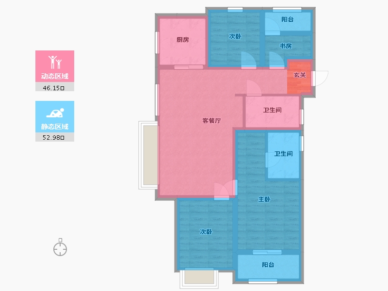 重庆-重庆市-万科滨河道-87.25-户型库-动静分区