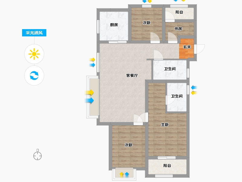 重庆-重庆市-万科滨河道-87.25-户型库-采光通风