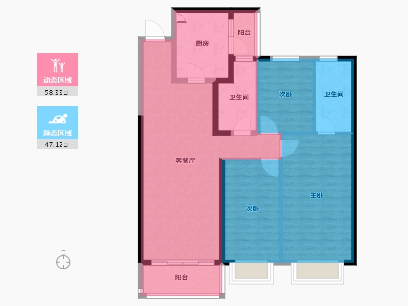 山西省-太原市-恒大金碧天下-94.48-户型库-动静分区