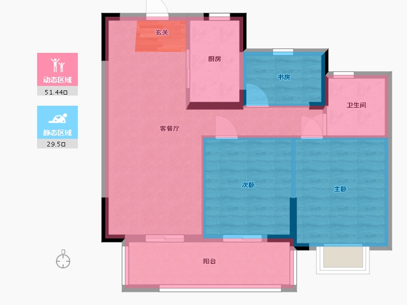 浙江省-宁波市-绿地铂澜府-72.57-户型库-动静分区