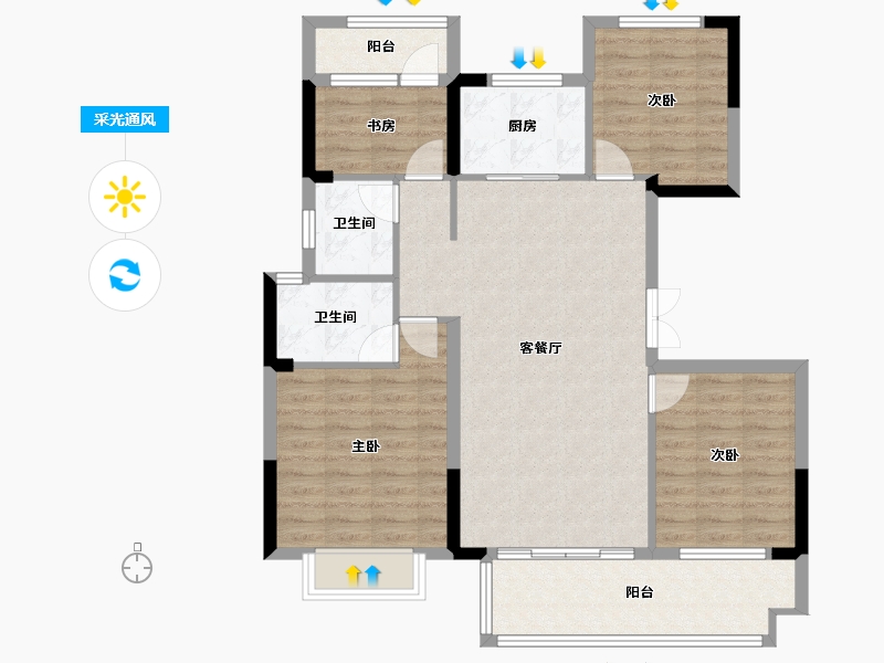 安徽省-安庆市-逸龙府-97.73-户型库-采光通风