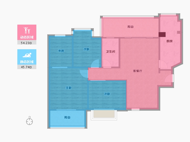 广东省-深圳市-蔚蓝海岸二期-90.86-户型库-动静分区