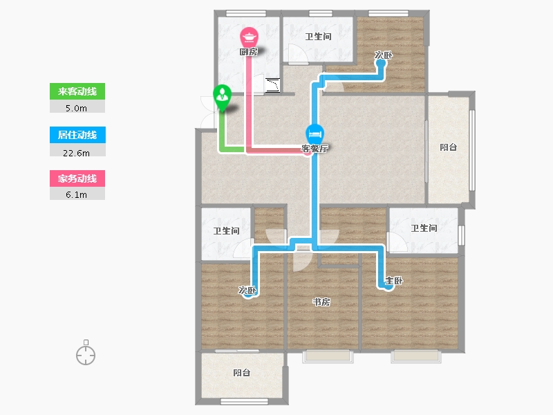 湖北省-武汉市-大华滨江天地三期铂金瑞府-131.00-户型库-动静线